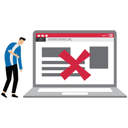 Businessman showing Suspicious and malicious hyperlinks  Illustration
