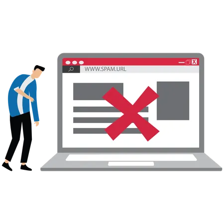 Businessman showing Suspicious and malicious hyperlinks  Illustration