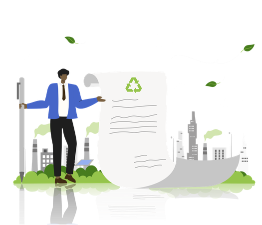 Businessman showing sustainable documentation practices,  Illustration