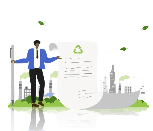Businessman showing sustainable documentation practices,  Illustration