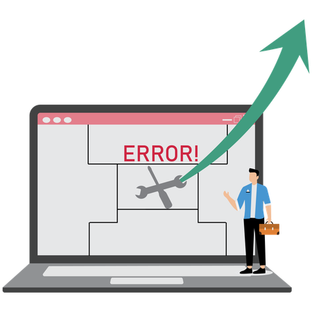 Businessman showing system error  Illustration