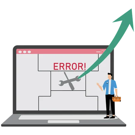 Businessman showing system error  Illustration