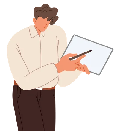 Businessman showing tablet  Illustration