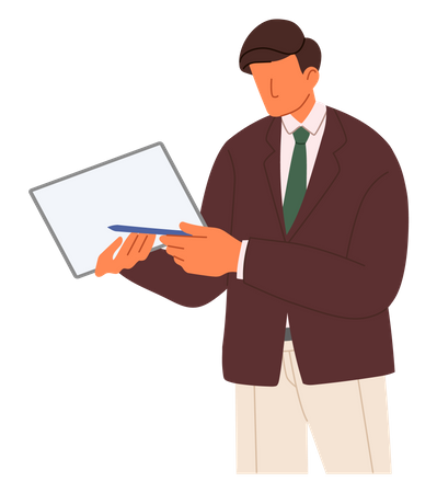 Businessman showing tablet Illustration