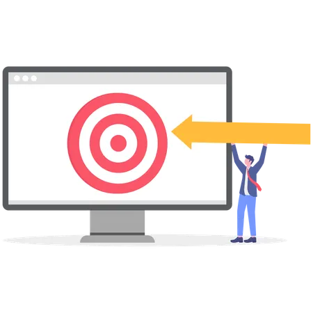 Businessman showing target on screen  Illustration