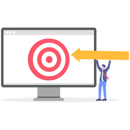 Businessman showing target on screen  Illustration