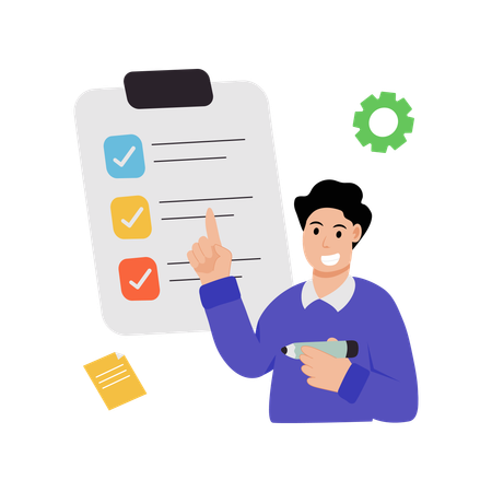 Businessman showing task list  Illustration