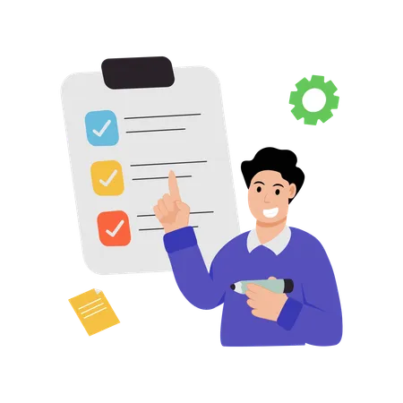 Businessman showing task list  Illustration