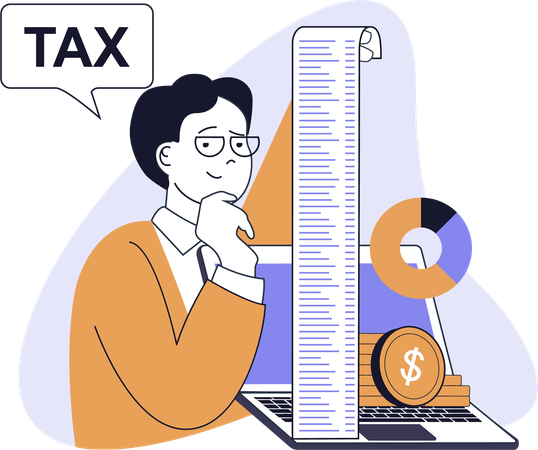 Businessman showing tax bill  Illustration