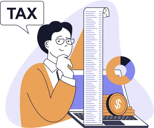 Businessman showing tax bill  Illustration