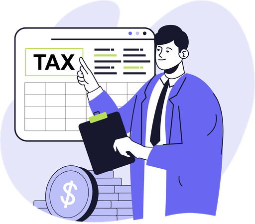 Businessman showing tax document  Illustration
