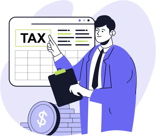 Businessman showing tax document  Illustration