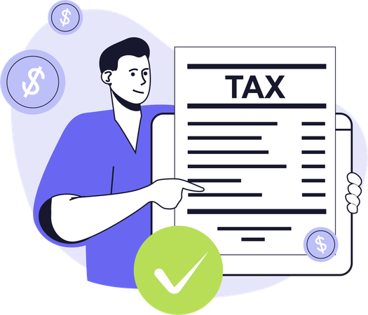 Businessman showing tax document  Illustration