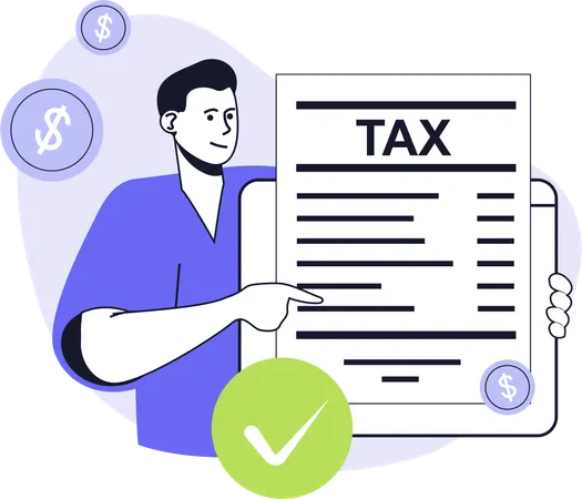 Businessman showing tax document  Illustration
