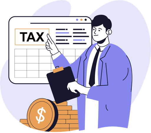 Businessman showing tax report  Illustration