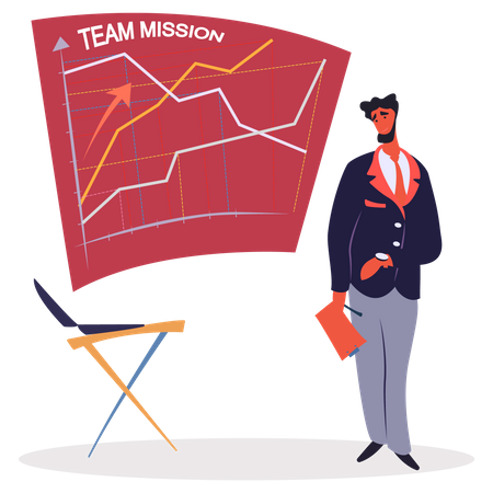 Businessman Showing Team Mission Illustration