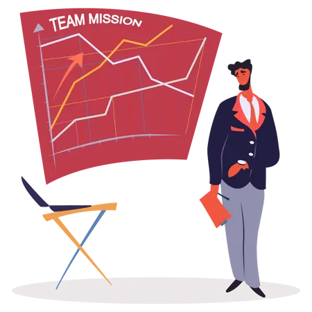 Businessman Showing Team Mission Illustration