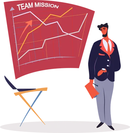 Businessman Showing Team Mission Board Progress  Illustration