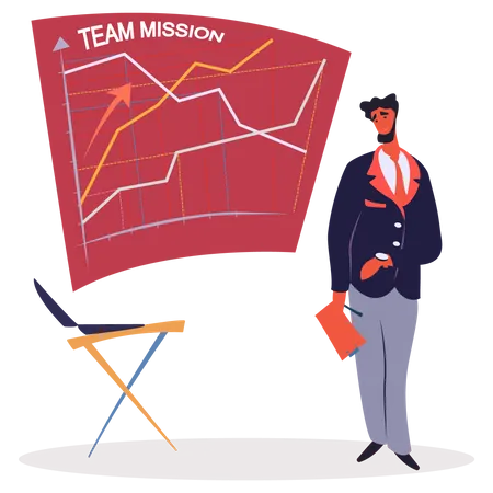 Businessman Showing Team Mission  Illustration