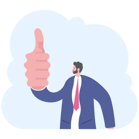 Man In Suit Shows A Sign Thumb Up Vector Flat Illustration Illustration