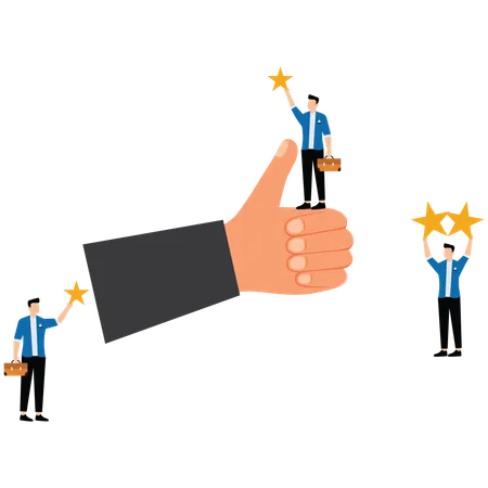 Businessman showing thumbs up to customer rating  Illustration