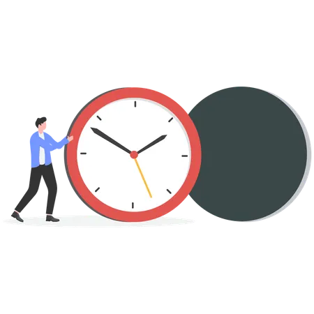 Businessman showing time on clock  Illustration