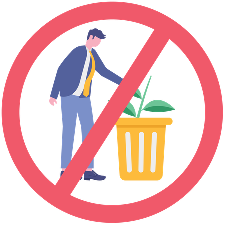 Businessman showing trash bin sign  Illustration
