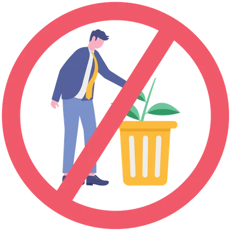 Businessman showing trash bin sign  Illustration