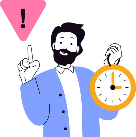 Businessman showing up time limit for deadlines  Illustration