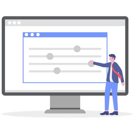 Businessman showing update system  Illustration