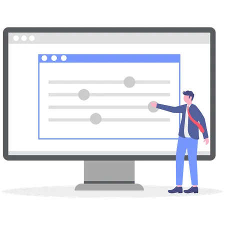 Businessman showing update system  Illustration