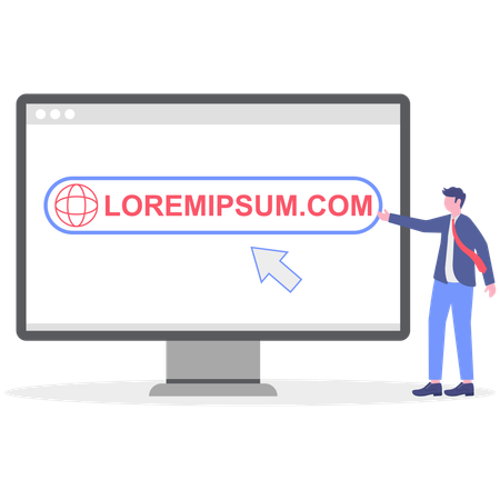 Businessman showing url link on computer  Illustration