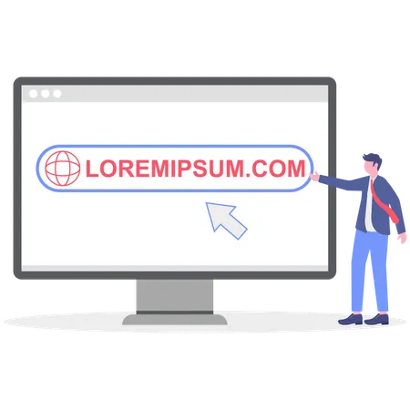 Businessman showing url link on computer  Illustration