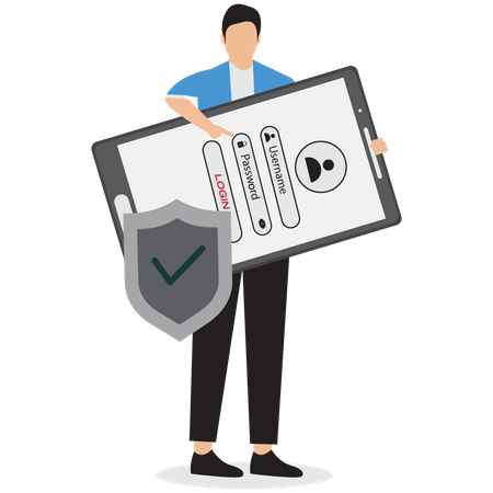 Businessman showing user protection  Illustration