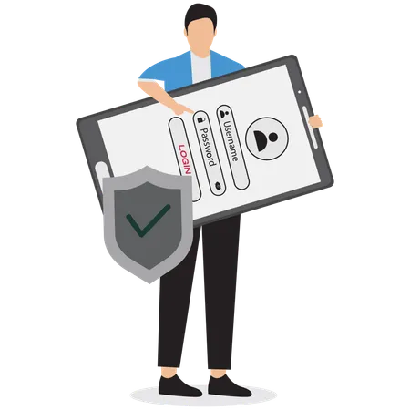 Businessman showing user protection  Illustration