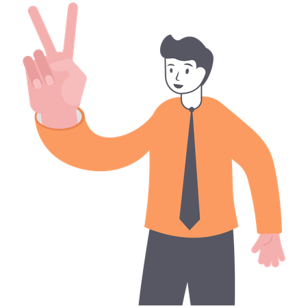 Businessman showing victory fingers  Illustration