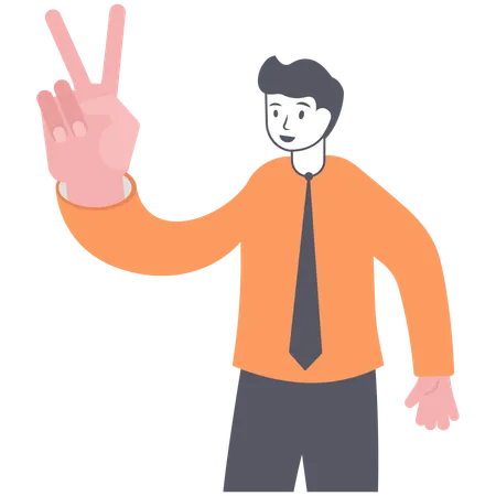 Businessman showing victory fingers  Illustration