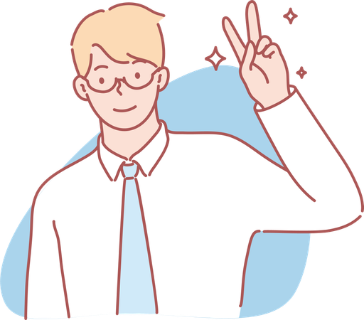 Businessman showing victory sign  Illustration