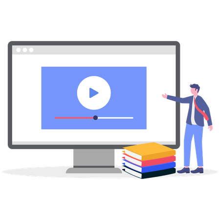 Businessman showing video for online education  Illustration