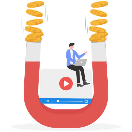 Businessman showing Video Subscription for Marketing  Illustration