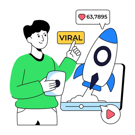 Businessman showing Viral Content  Illustration
