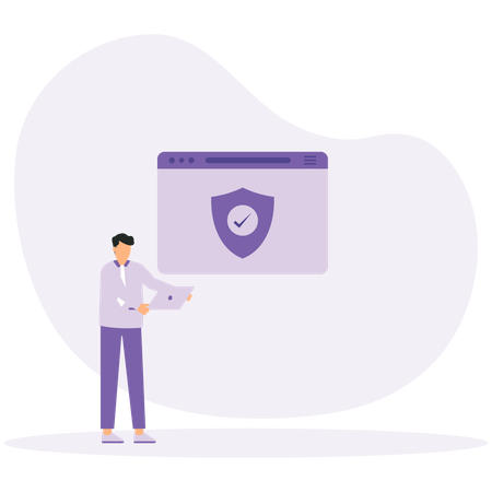 Businessman showing website security  Illustration