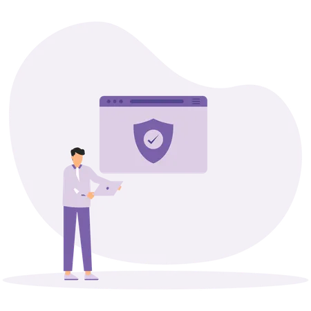 Businessman showing website security  Illustration
