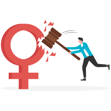 Businessman shows anger towards females  Illustration