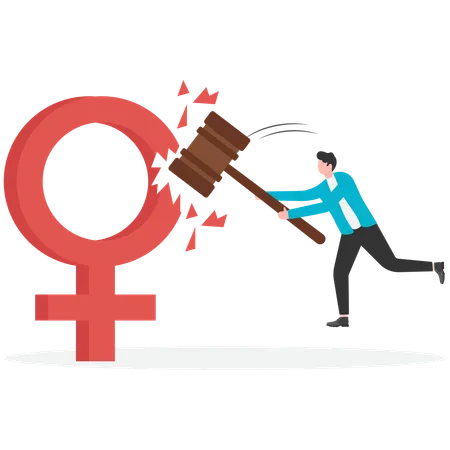 Businessman shows anger towards females  Illustration