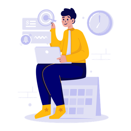 Businessman shows Task planner target  Illustration