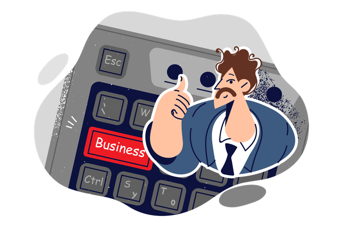 Businessman shows thumbs up gesture  Illustration