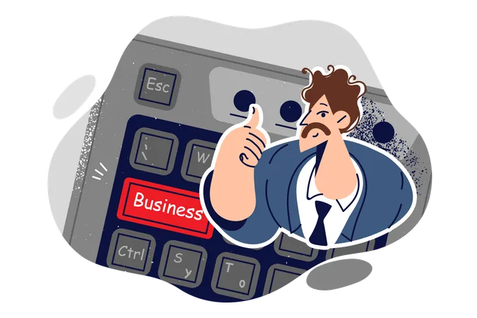 Businessman shows thumbs up gesture  Illustration