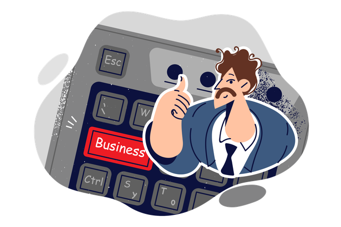 Businessman shows thumbs up gesture  일러스트레이션