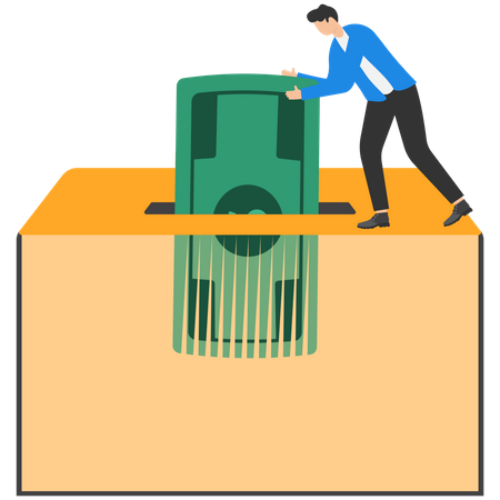 Businessman shredding wealth  Illustration